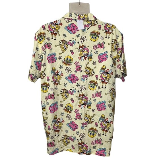 Sponge Bob Squarepants Crabby Patty Hawaiian Camp Shirt Mens Nerd Culture XL NWT - Picture 4 of 7